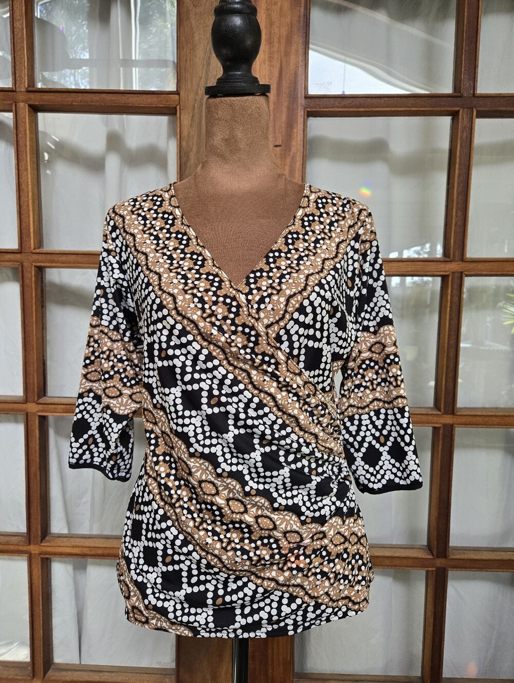 Faux Wrap-Style Women’s Top With Side Ruching